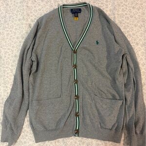Polo by Ralph Lauren Gray Cardigan with Green Trim
